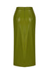 India green deep slit midi skirt